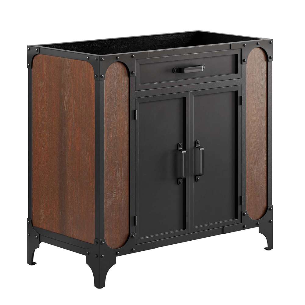 Modway - Steamforge 36in Bathroom Vanity Cabinet (Sink Basin Not Included) - EEI-6129-BLK-WAL veiw 2