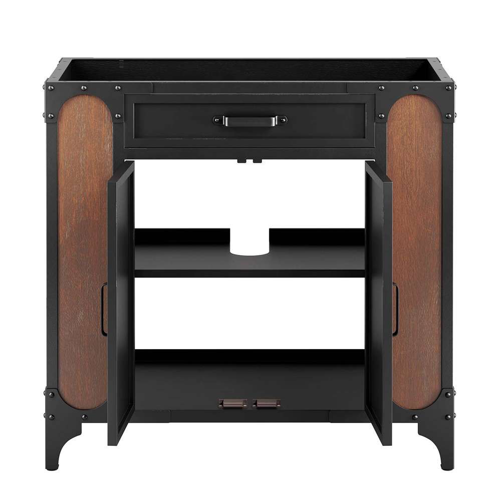 Modway - Steamforge 36in Bathroom Vanity Cabinet (Sink Basin Not Included) - EEI-6129-BLK-WAL veiw 6