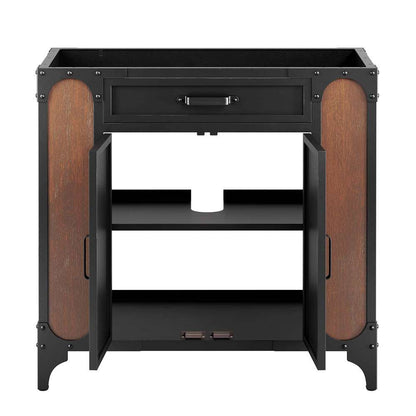 Modway - Steamforge 36in Bathroom Vanity Cabinet (Sink Basin Not Included) - EEI-6129-BLK-WAL veiw 6