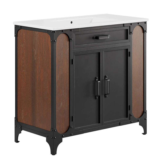 Modway - Steamforge 36in Bathroom Vanity - EEI-6417-WHI-BLK veiw 2