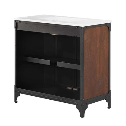 Modway - Steamforge 36in Bathroom Vanity - EEI-6417-WHI-BLK veiw 4