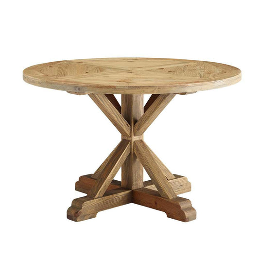 Modway - Stitch 47in Round Pine Wood Dining Table - EEI-3492-BRN veiw 1