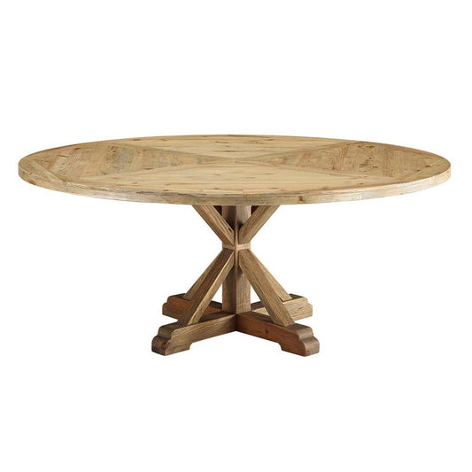 Modway - Stitch 71in Round Pine Wood Dining Table - EEI-3496-BRN veiw 1