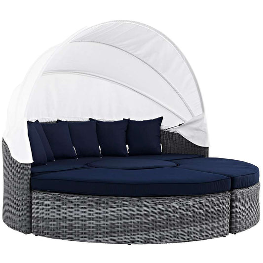 Modway - Summon Canopy Outdoor Patio Sunbrella Daybed - EEI-1997-GRY-NAV-SET veiw 1