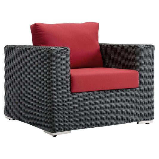 Modway - Summon Outdoor Patio Fabric Sunbrella Armchair - EEI-1864-GRY-RED veiw 1