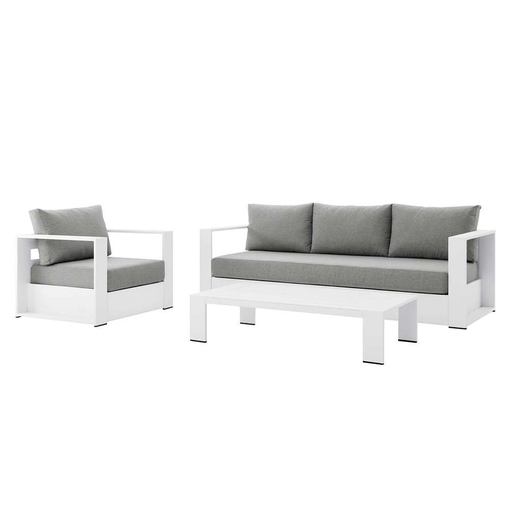Modway - Tahoe Outdoor Patio Powder-Coated Aluminum 3-Piece Set - EEI-5748-WHI-GRY veiw 1