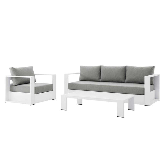 Modway - Tahoe Outdoor Patio Powder-Coated Aluminum 3-Piece Set - EEI-5748-WHI-GRY veiw 2