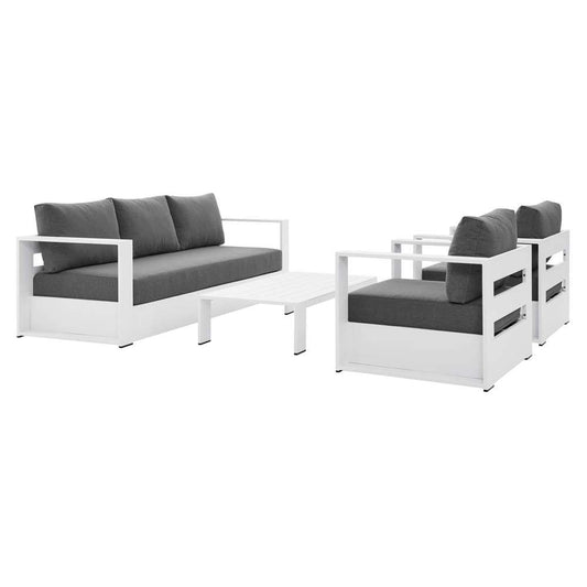 Modway - Tahoe Outdoor Patio Powder-Coated Aluminum 4-Piece Set - EEI-5749-WHI-CHA veiw 2