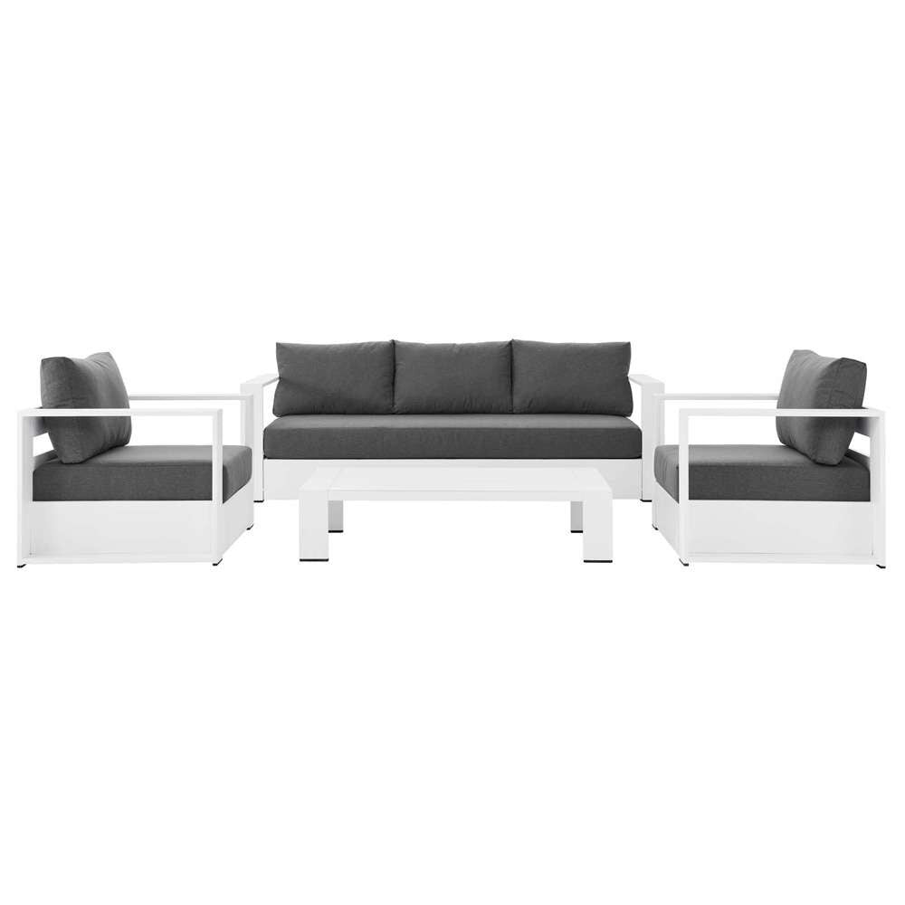 Modway - Tahoe Outdoor Patio Powder-Coated Aluminum 4-Piece Set - EEI-5749-WHI-CHA veiw 3