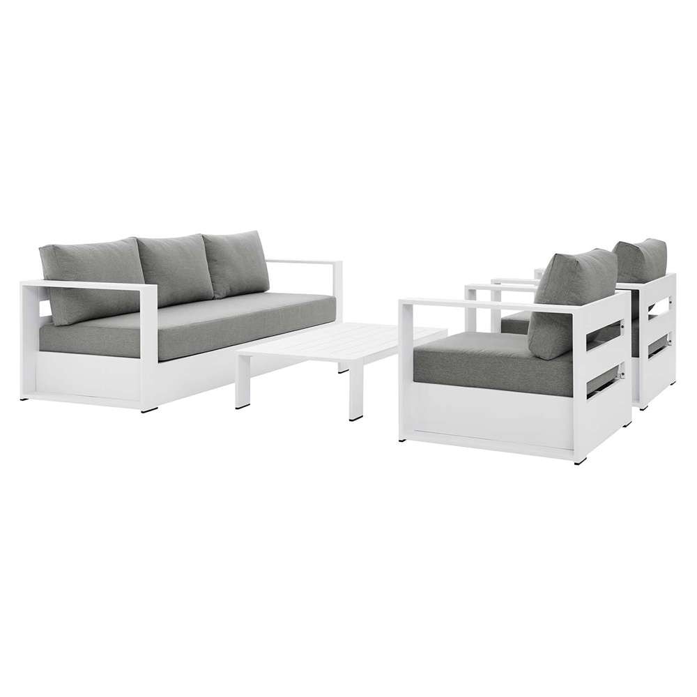 Modway - Tahoe Outdoor Patio Powder-Coated Aluminum 4-Piece Set - EEI-5749-WHI-GRY veiw 1