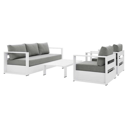 Modway - Tahoe Outdoor Patio Powder-Coated Aluminum 4-Piece Set - EEI-5749-WHI-GRY veiw 1