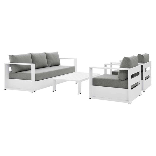 Modway - Tahoe Outdoor Patio Powder-Coated Aluminum 4-Piece Set - EEI-5749-WHI-GRY veiw 2