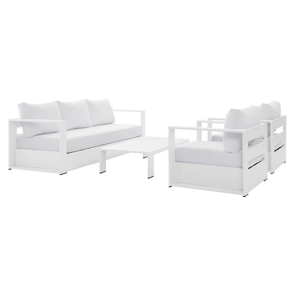 Modway - Tahoe Outdoor Patio Powder-Coated Aluminum 4-Piece Set - EEI-5749-WHI-WHI veiw 1