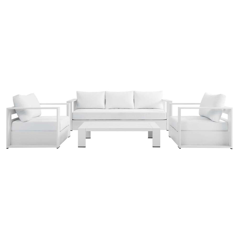 Modway - Tahoe Outdoor Patio Powder-Coated Aluminum 4-Piece Set - EEI-5749-WHI-WHI veiw 3