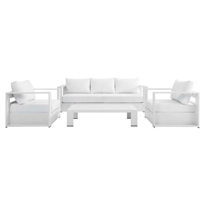 Modway - Tahoe Outdoor Patio Powder-Coated Aluminum 4-Piece Set - EEI-5749-WHI-WHI veiw 3
