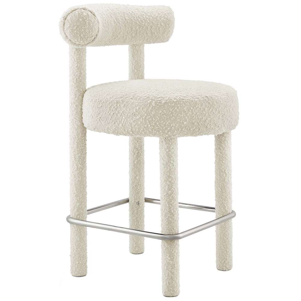 Modway - Toulouse Boucle Fabric Counter Stool - EEI-6383-IVO-SLV veiw 2