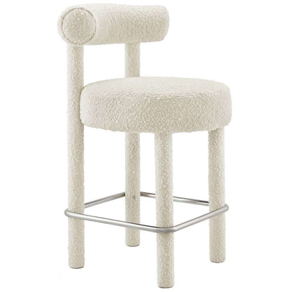 Modway - Toulouse Boucle Fabric Counter Stool - EEI-6383-IVO-SLV veiw 2