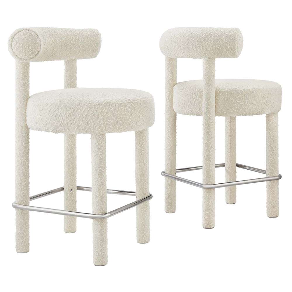 Modway - Toulouse Boucle Fabric Counter Stool - (Set of 2) - EEI-6707-IVO-SLV veiw 2