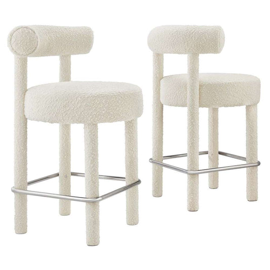 Modway - Toulouse Boucle Fabric Counter Stool - (Set of 2) - EEI-6707-IVO-SLV veiw 2