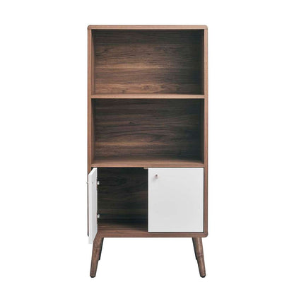 Modway - Transmit Display Cabinet Bookshelf in Walnut White - EEI-6230-WAL-WHI veiw 5