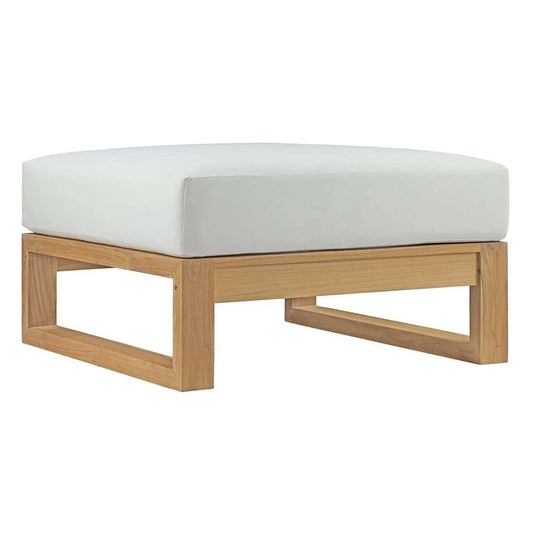 Modway - Upland Outdoor Patio Teak Ottoman - EEI-2708-NAT-WHI veiw 1