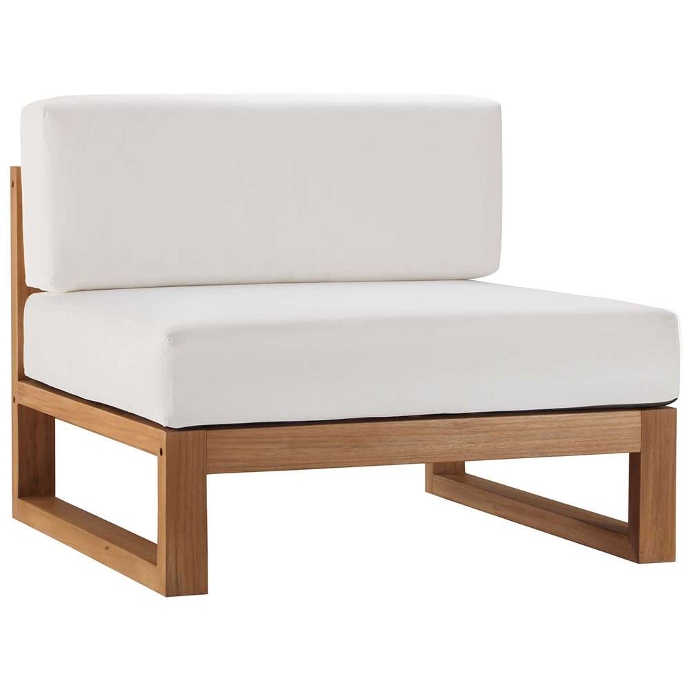 Modway - Upland Outdoor Patio Teak Wood Armless Chair - EEI-4125-NAT-WHI veiw 1