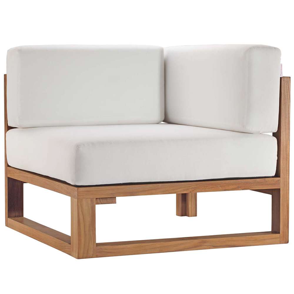 Modway - Upland Outdoor Patio Teak Wood Corner Chair - EEI-4126-NAT-WHI veiw 1