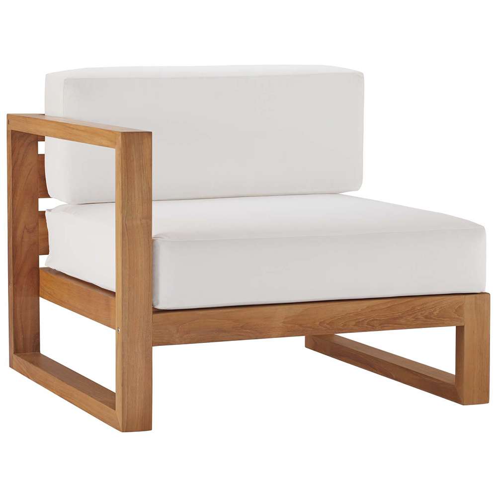 Modway - Upland Outdoor Patio Teak Wood Left-Arm Chair - EEI-4124-NAT-WHI veiw 1