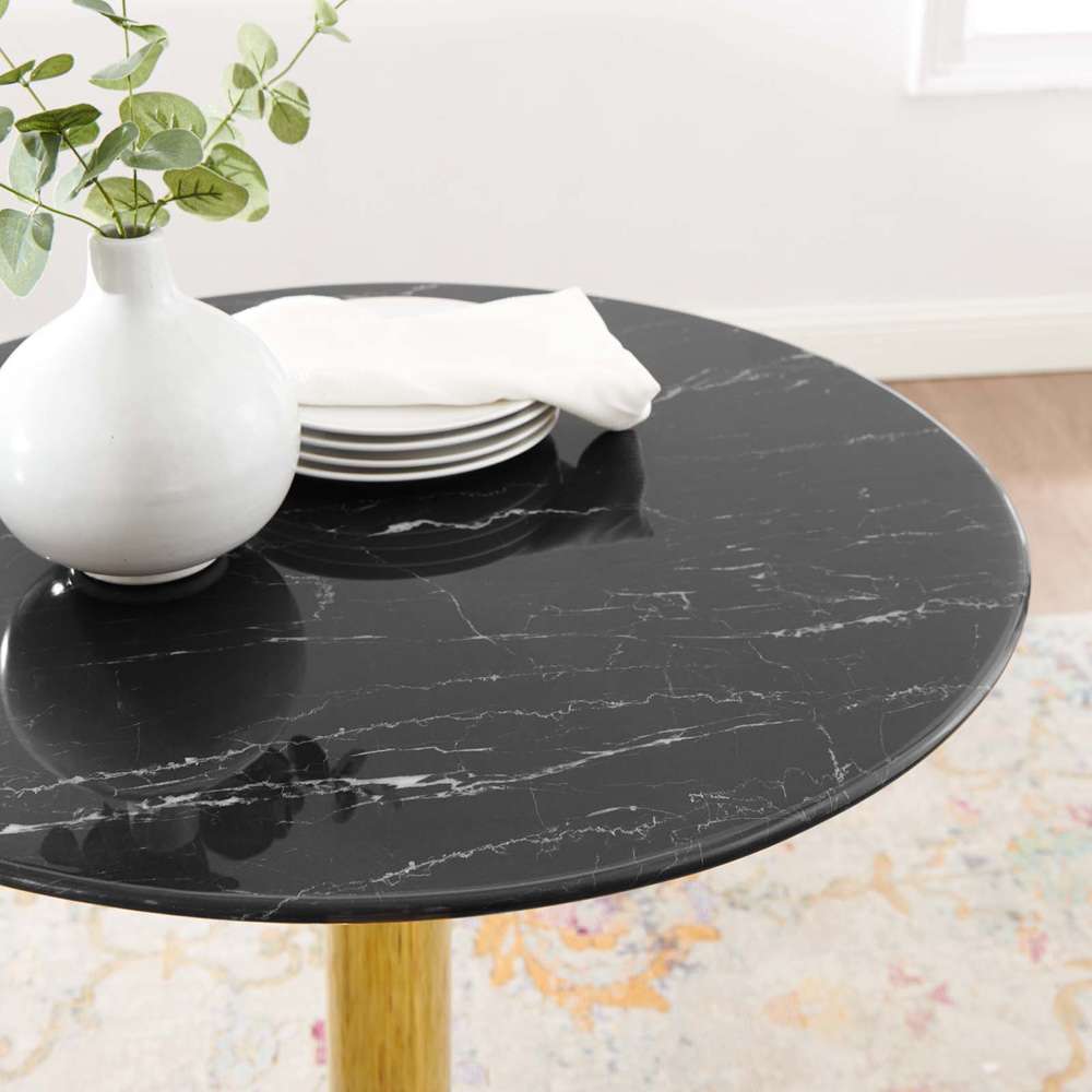 Modway - Verne 28in Artificial Marble Dining Table - EEI-4746-GLD-BLK veiw 5