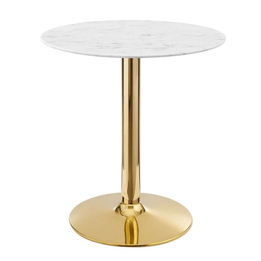 Modway - Verne 28in Artificial Marble Dining Table - EEI-4548-GLD-WHI veiw 1