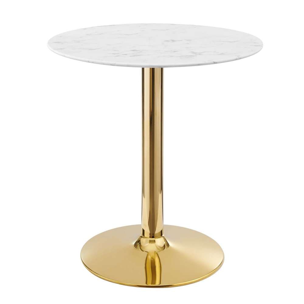 Modway - Verne 28in Artificial Marble Dining Table - EEI-4548-GLD-WHI veiw 2