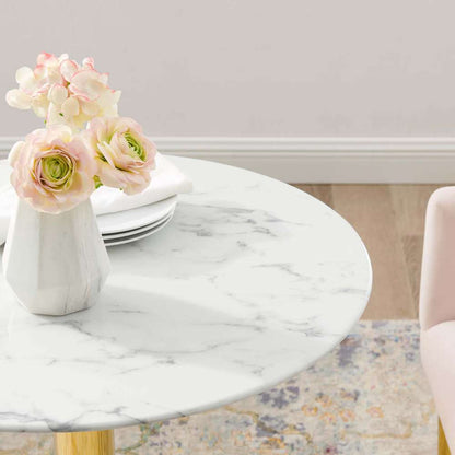 Modway - Verne 28in Artificial Marble Dining Table - EEI-4548-GLD-WHI veiw 5