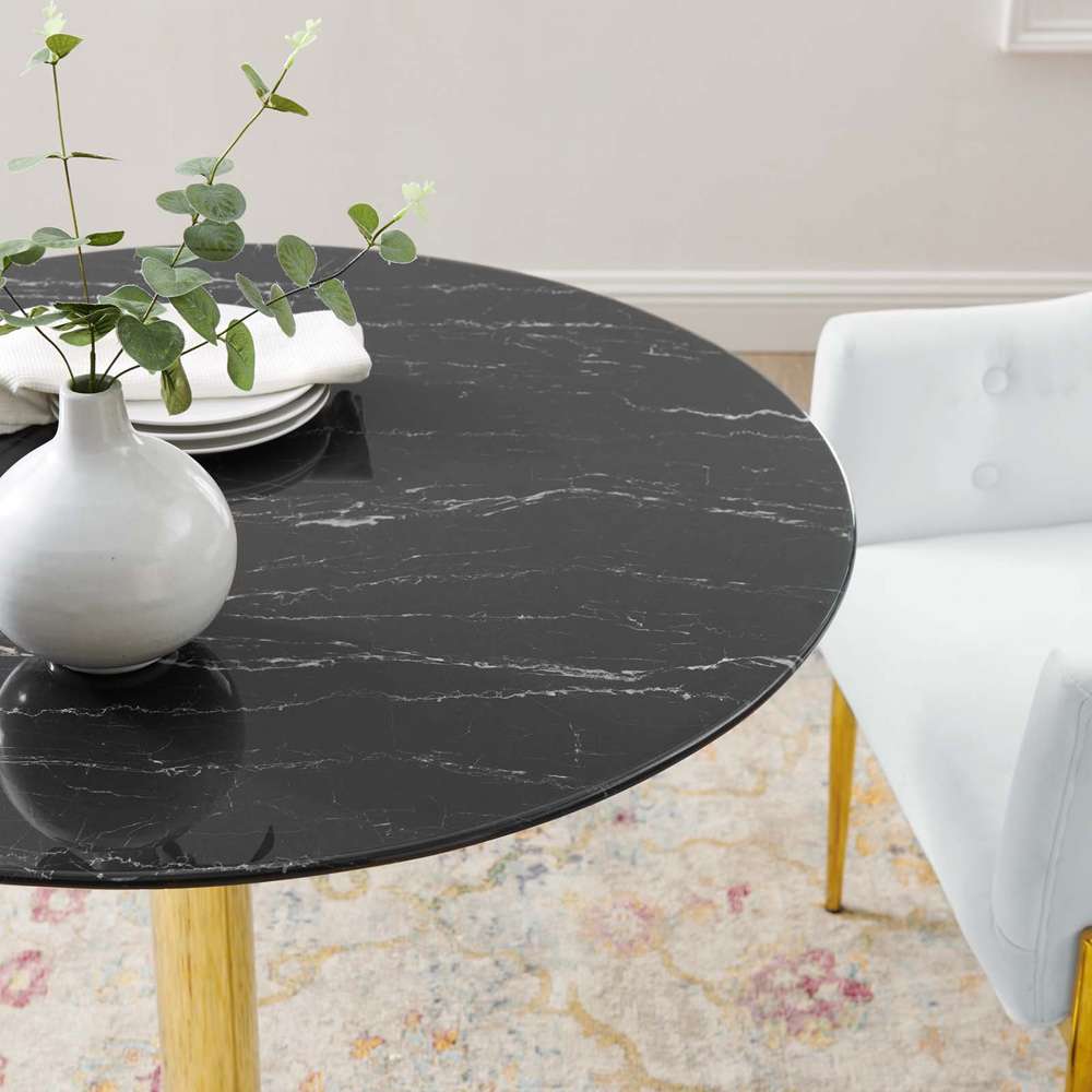Modway - Verne 35in Artificial Marble Dining Table - EEI-4747-GLD-BLK veiw 5