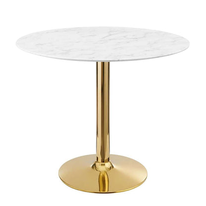 Modway - Verne 35in Artificial Marble Dining Table - EEI-4549-GLD-WHI veiw 1