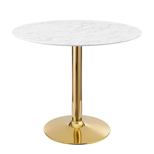 Modway - Verne 35in Artificial Marble Dining Table - EEI-4549-GLD-WHI veiw 1