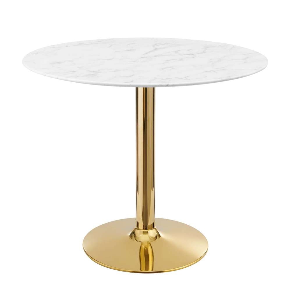 Modway - Verne 35in Artificial Marble Dining Table - EEI-4549-GLD-WHI veiw 2
