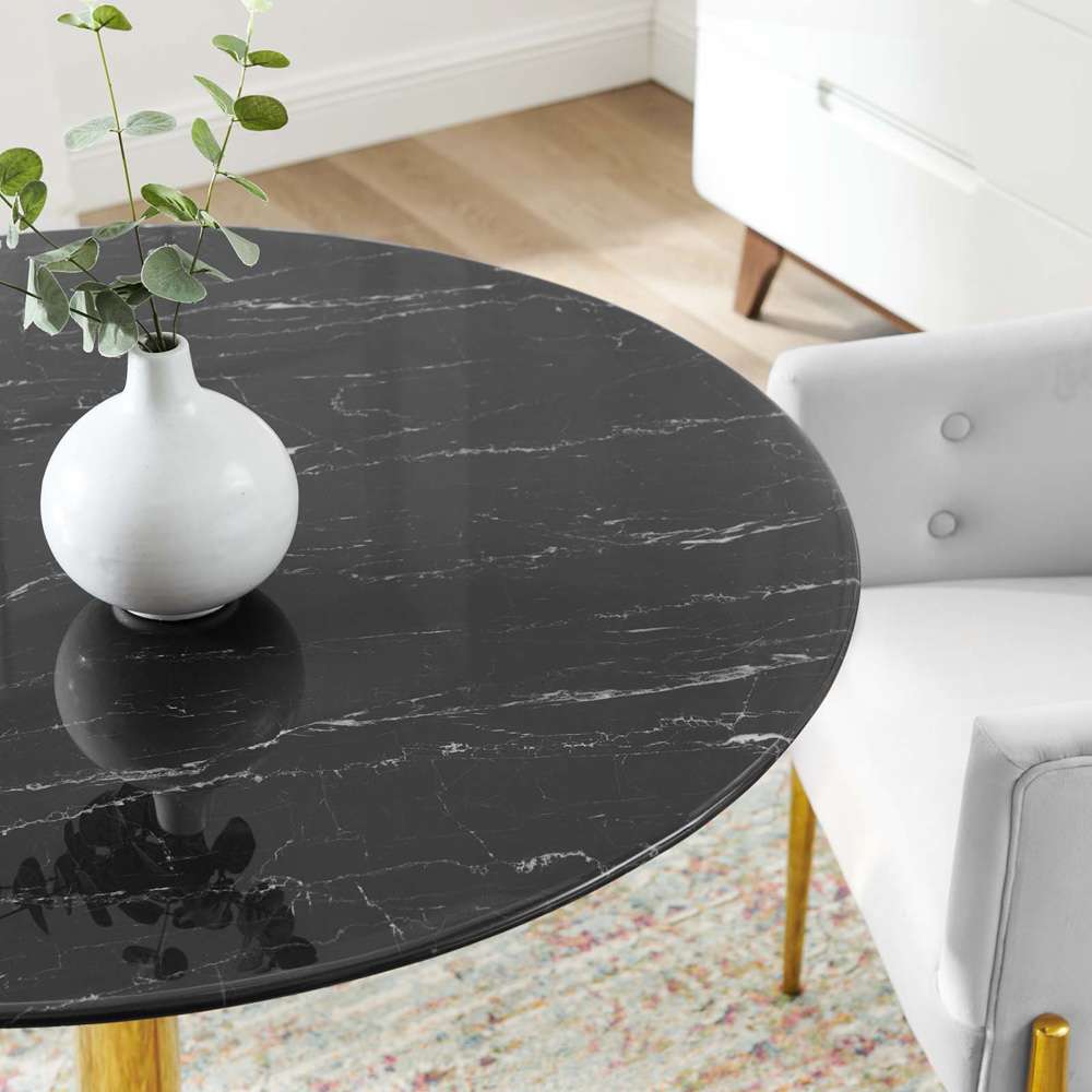 Modway - Verne 40in Artificial Marble Dining Table - EEI-4757-GLD-BLK veiw 5