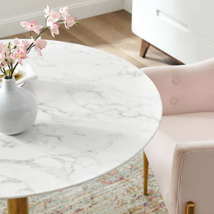 Modway - Verne 40in Artificial Marble Dining Table - EEI-4749-GLD-WHI veiw 5
