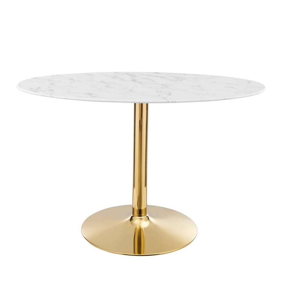 Modway - Verne 48in Oval Artificial Marble Dining Table - EEI-4752-GLD-WHI veiw 2