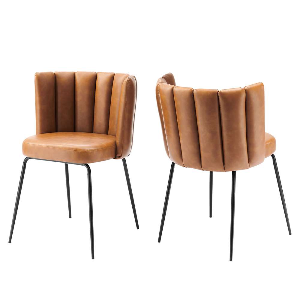 Modway - Virtue Vegan Leather Dining Chair (Set of 2) - EEI-4676-BLK-TAN veiw 1