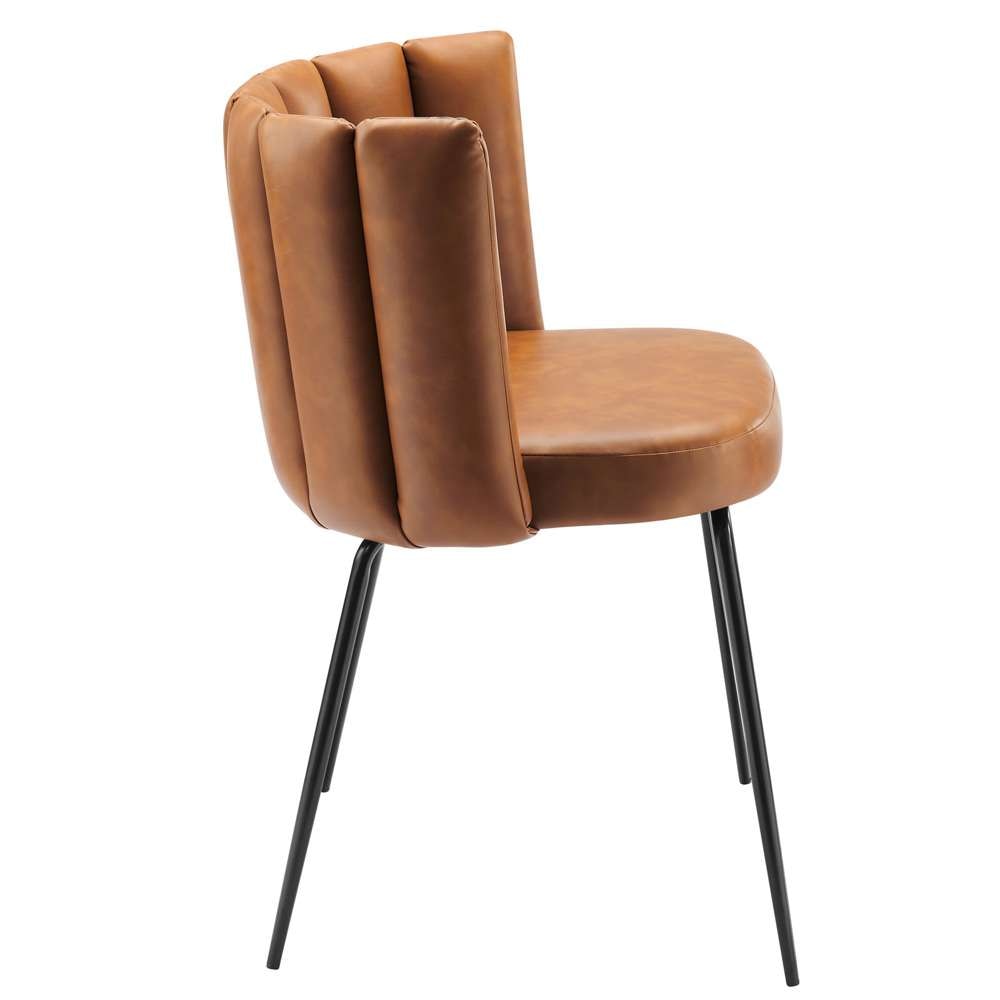 Modway - Virtue Vegan Leather Dining Chair (Set of 2) - EEI-4676-BLK-TAN veiw 4