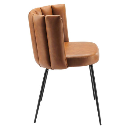 Modway - Virtue Vegan Leather Dining Chair (Set of 2) - EEI-4676-BLK-TAN veiw 4