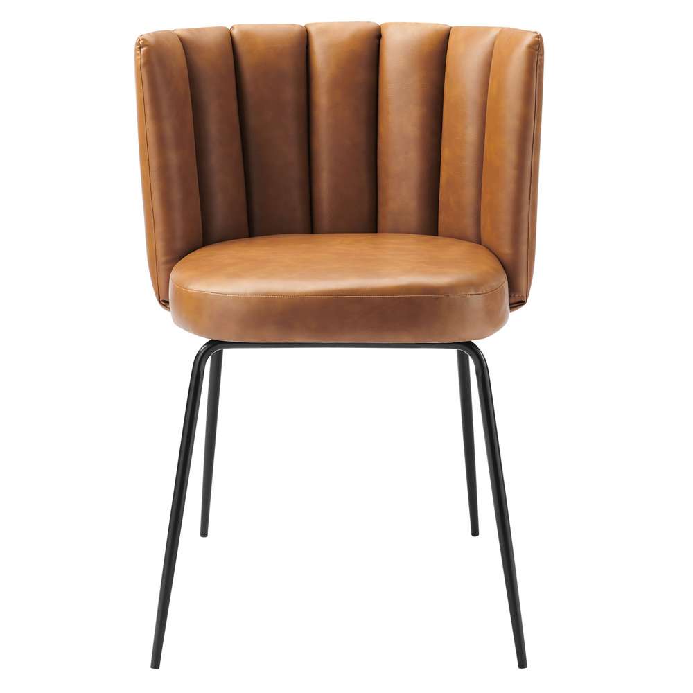 Modway - Virtue Vegan Leather Dining Chair (Set of 2) - EEI-4676-BLK-TAN veiw 6
