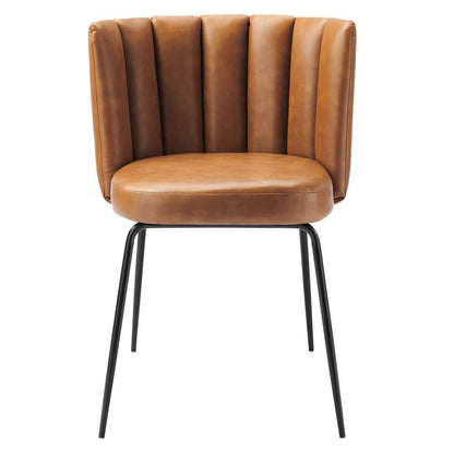 Modway - Virtue Vegan Leather Dining Chair (Set of 2) - EEI-4676-BLK-TAN veiw 6