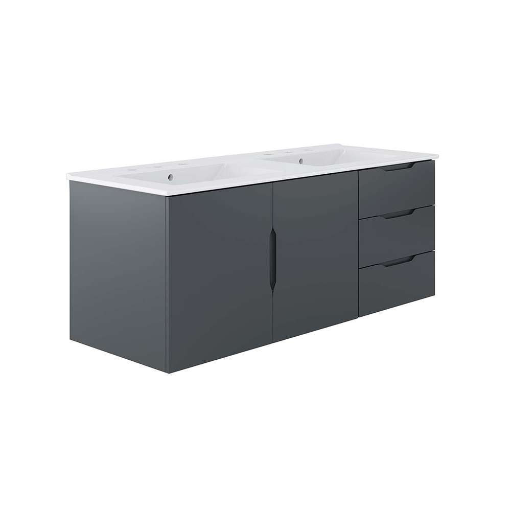 Modway - Vitality 48in Double Sink Bathroom Vanity in Gray White - EEI-5785-GRY-WHI veiw 1
