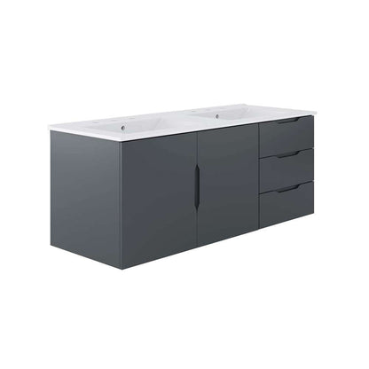 Modway - Vitality 48in Double Sink Bathroom Vanity in Gray White - EEI-5785-GRY-WHI veiw 2