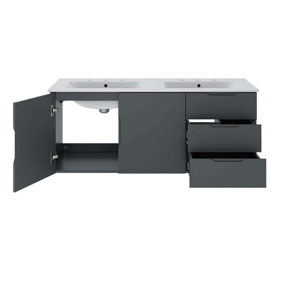 Modway - Vitality 48in Double Sink Bathroom Vanity in Gray White - EEI-5785-GRY-WHI veiw 5