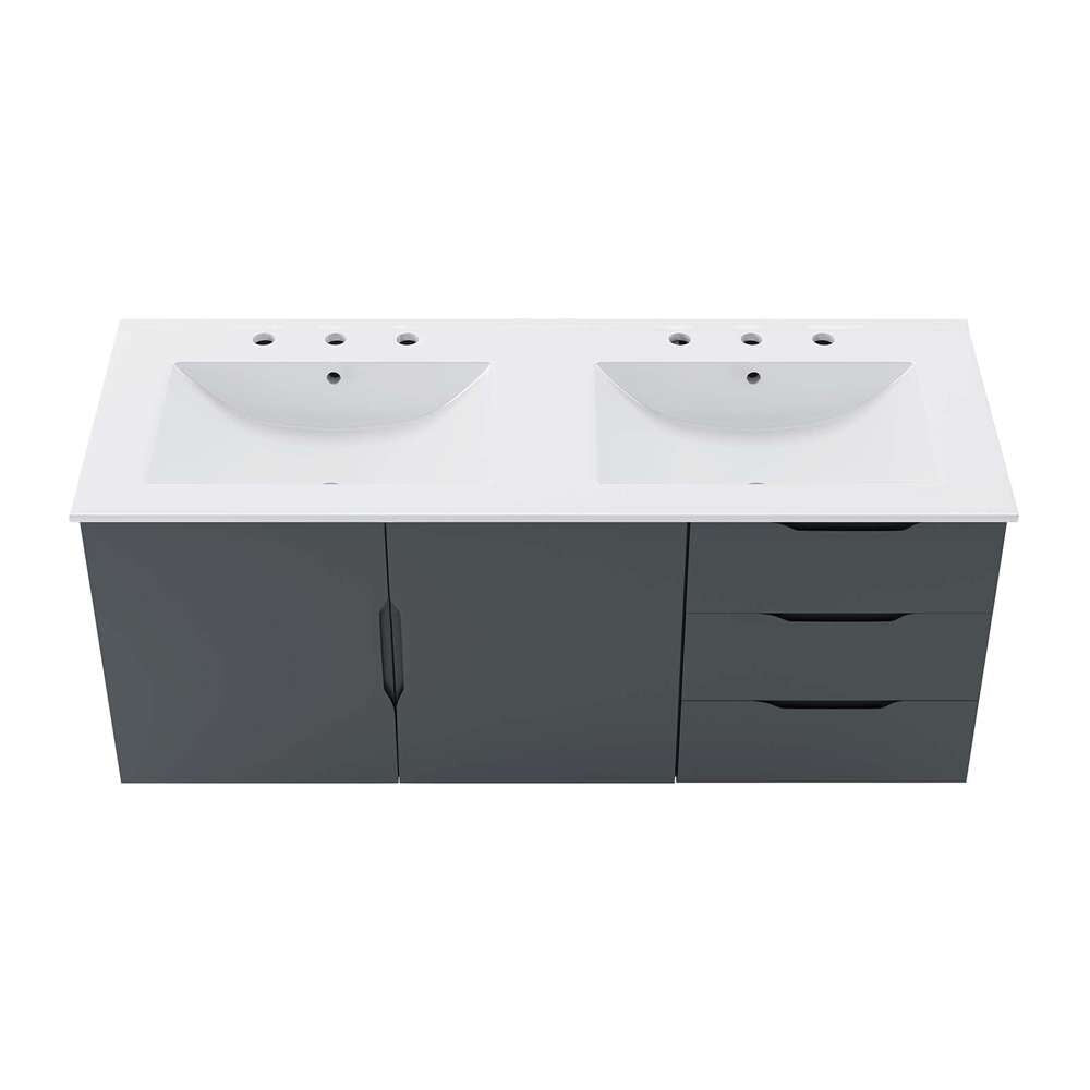 Modway - Vitality 48in Double Sink Bathroom Vanity in Gray White - EEI-5785-GRY-WHI veiw 6