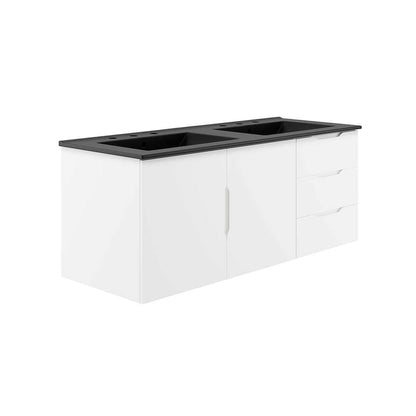 Modway - Vitality 48in Double Sink Bathroom Vanity in White Black - EEI-5785-WHI-BLK veiw 1