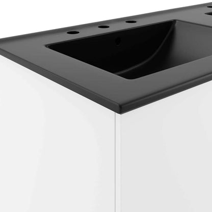 Modway - Vitality 48in Double Sink Bathroom Vanity in White Black - EEI-5785-WHI-BLK veiw 4